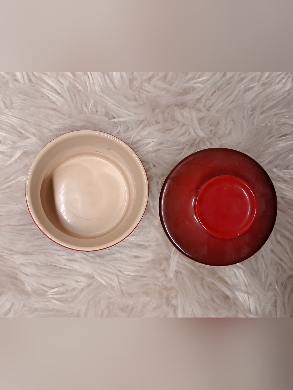 Le Creuset Red Stoneware Salt Cellar and Covered Butter Crock - Picture 6 of 6